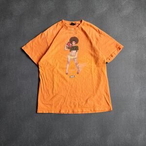 Vintage AKOO Hip Hop Afro Women Orange Graphic Shirt XL